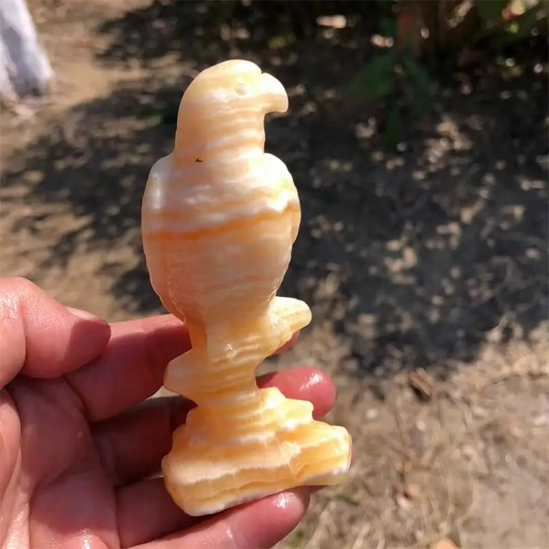 

Natural Orange Calcite Animal Parrot Bird Carving Figurine Room Ornament Healing Gem Collection Decoration 1pcs