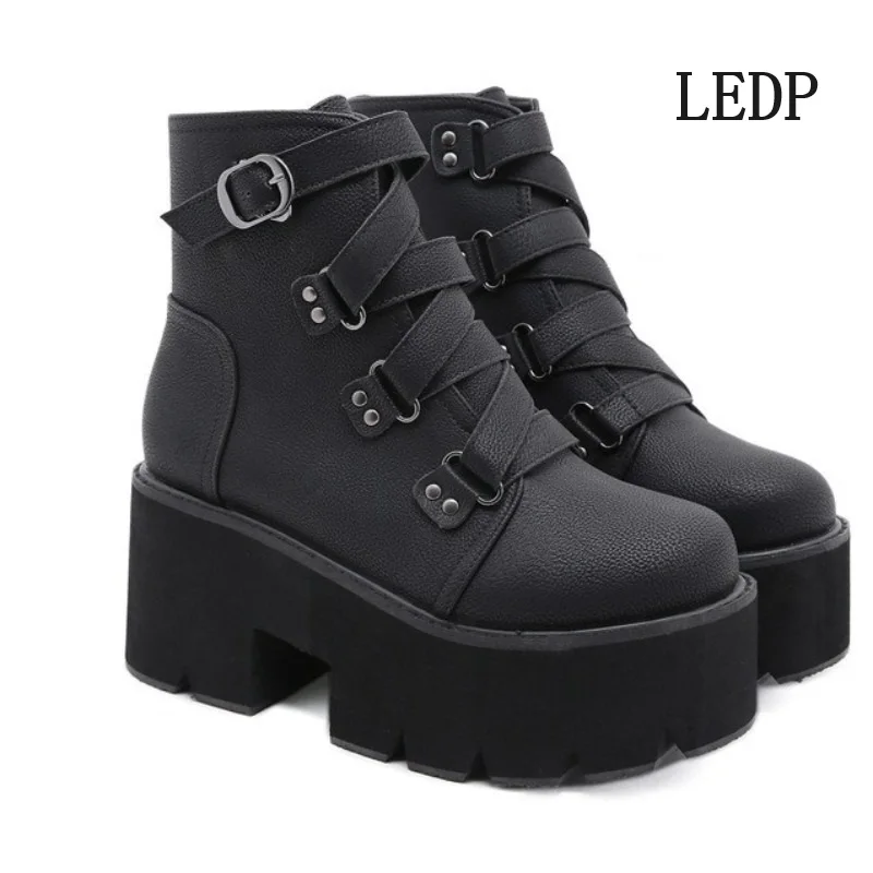 

LEDP thick soled women's ankle boots 2025 spring Europe and the United States new thick soled explosive high heel ankle boots