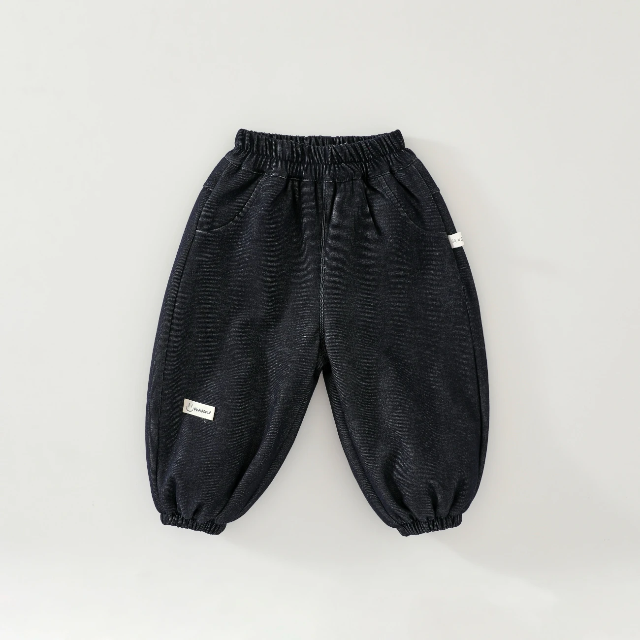 Baby 80g Thin Cotton-Padded Imitation Denim Pants, Loose-Fitting Lantern-Style Single Pants with Cuffs for Infants and Toddlers in Autumn and Winter