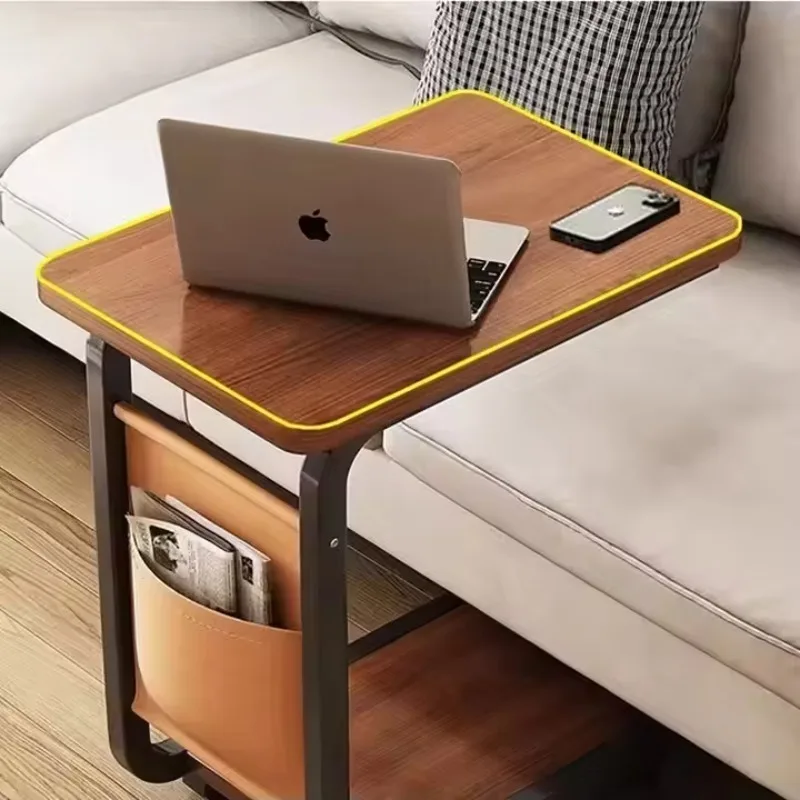 خزانة بجانب السرير لغرفة النوم من الخيزران البسيط الحديث مع عجلات متحركة وطاولة جانبية صغيرة لغرفة المعيشة ورف تخزين لوحة خشبية #2