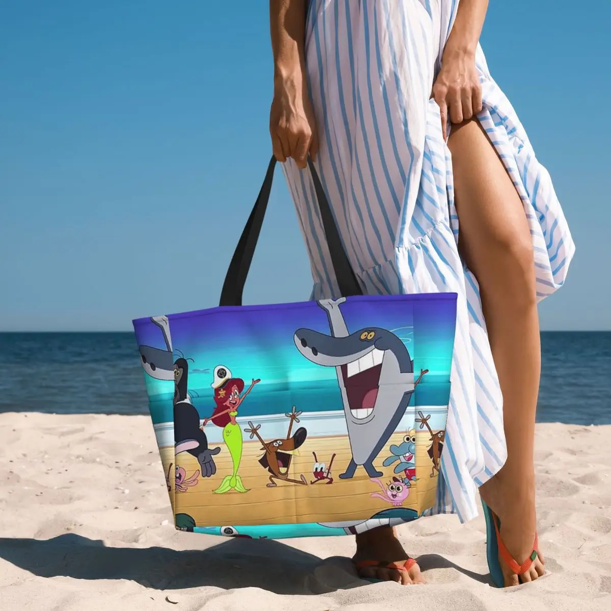

Zig & Sharko Cartoons Kid Beach Tote Bag Sport Gym Yoga Duffle Large Tote Bag Women Travel Bag Fitness bag