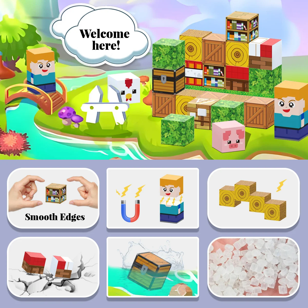 27pcs Iron Box Magnetic Block Set,Magnetic Tiles,Children's Puzzle Building Blocks Toy,Preschool Educational Building blocks Set