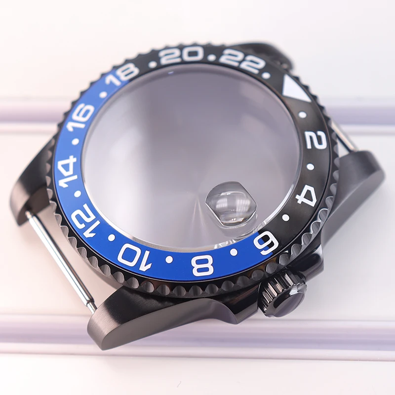 40mm Schwarzes Uhrengehäuse Saphirglas für Seiko NH35 NH36 NH34 NH38 ETA 2824 Miyota 8215 Uhrwerke 28,5mm Zifferblatt GMT Zweifarbige Lünette – Detail 3