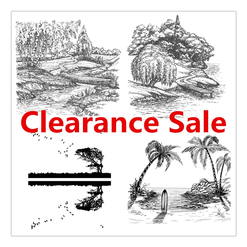 

13*13cm Clearance Sale Card Beach Landscape Woods Tourism Words Clear Stamps Craft NO Matal Cutting Dies Scrapbooking
