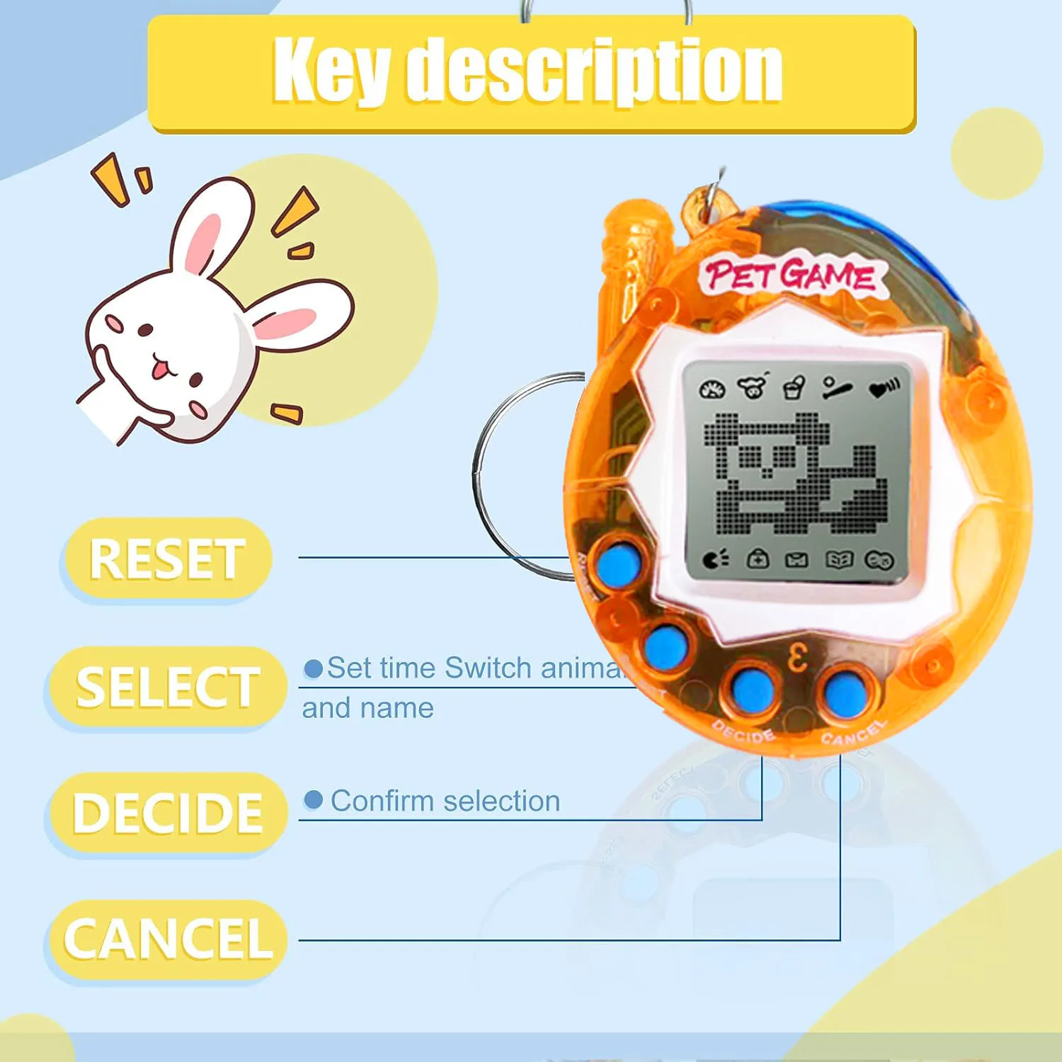 Porte-clés animaux virtuels pour garçons et filles, 168 animaux de compagnie, jeu portable rétro rempli d'œufs de pâques, cadeau de pâques