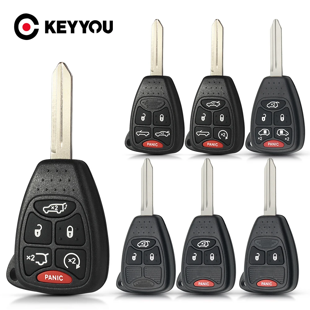 KEYYOU Neues 2/3/4/5/6-Tasten-Autoschlüsselgehäuse für Chrysler Pacifica Aspen 300 Dodge RAM Caravan Jeep Commander Grand Cherokee