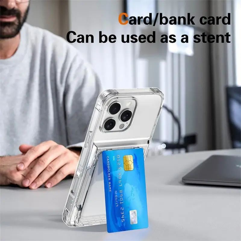 Transparent Phone Case Drop-Proof Case With Card Slot Anti-Scratch Phone Protector Protective Cover For Men Women