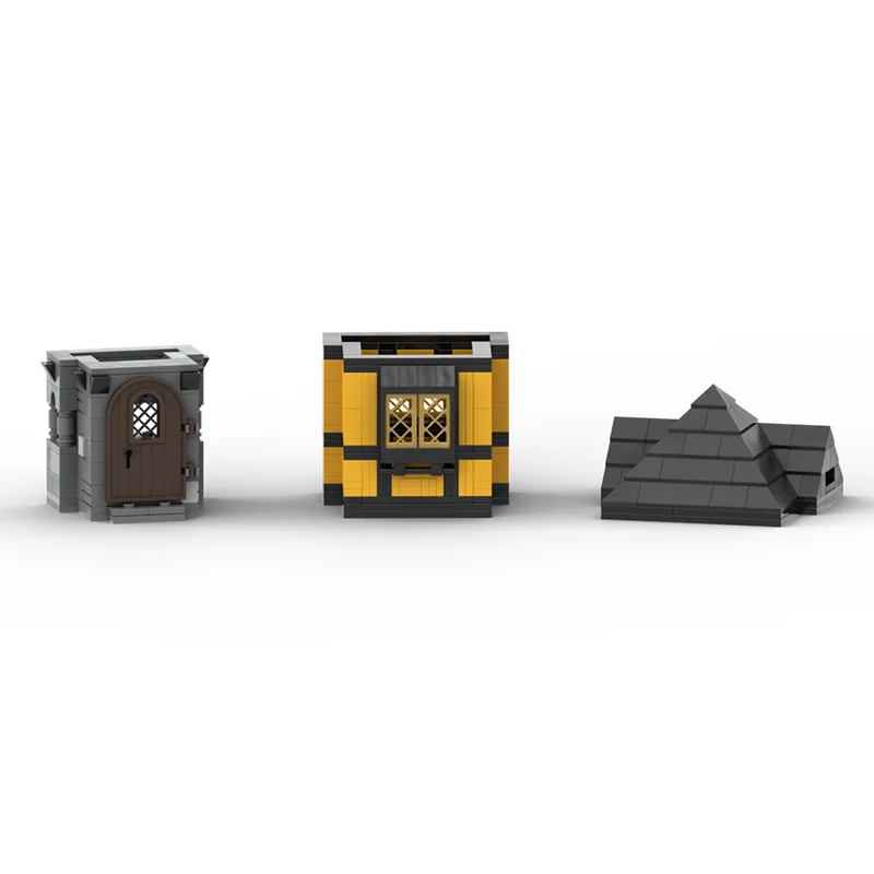نموذج قلعة القرون الوسطى Moc قوالب بناء وحدات منزل القرون الوسطى الأصفر كتل تكنولوجيا عيد الميلاد لتقوم بها بنفسك لعبة هدايا البناء #4