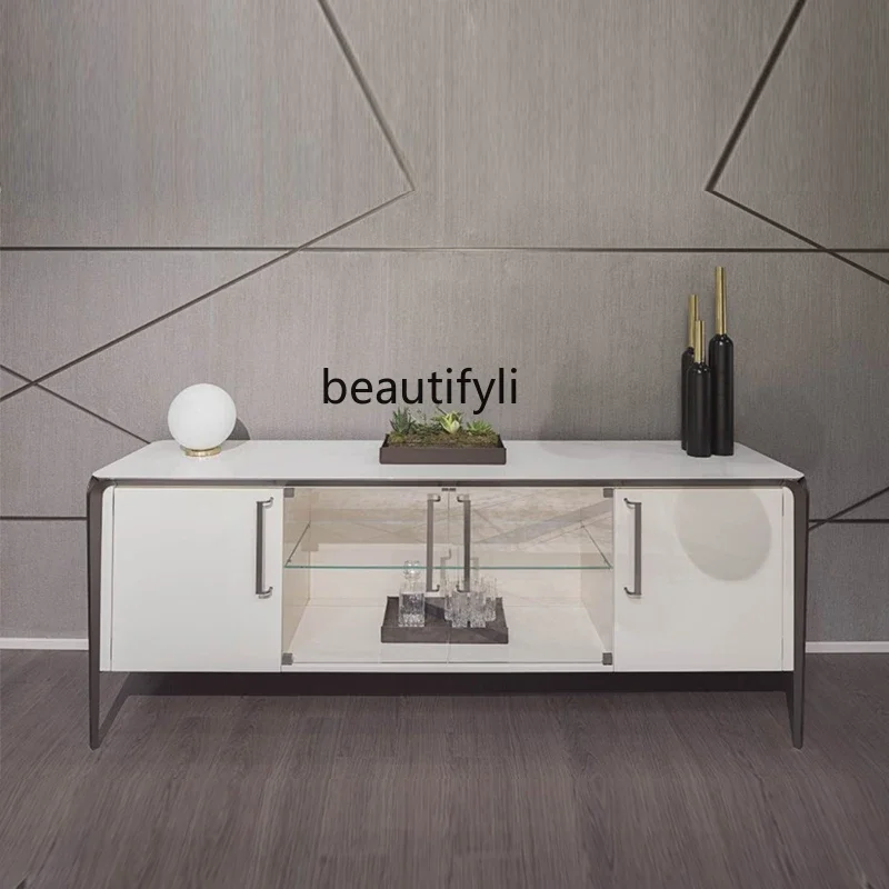 

Italian minimalist side cabinet Open door low wine cabinet Simple light luxury Nordic designer restaurant locker