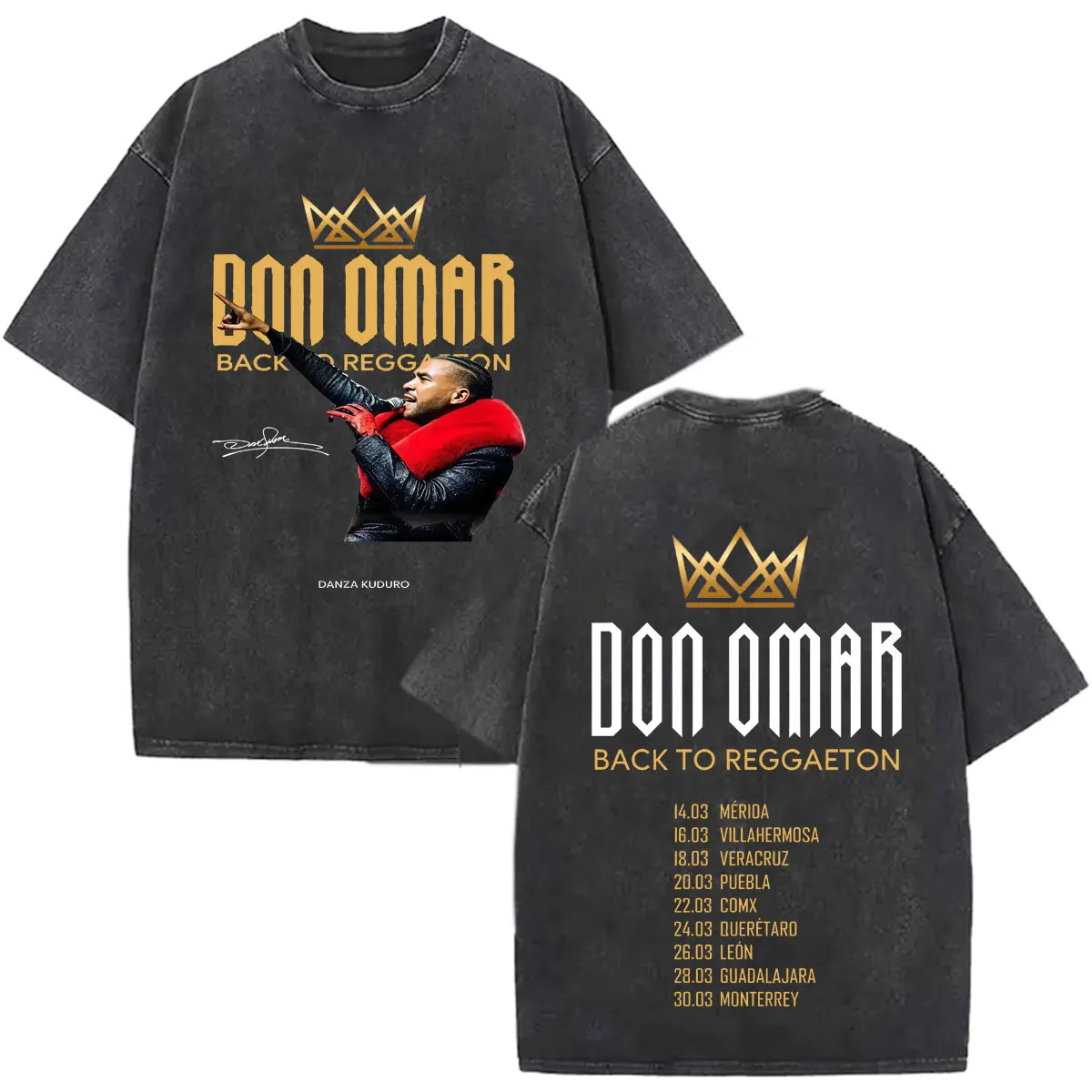 Washed Vintage Rapper Don Omar The Last King Tour T-shirt Men's Retro Gothic Rock T Shirt Male Oversized T-shirts