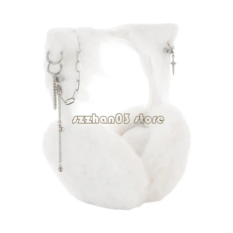 367C Warm Soft Earmuffs Featuring Puss Ears Design For Cold Weather Outdoor Activity