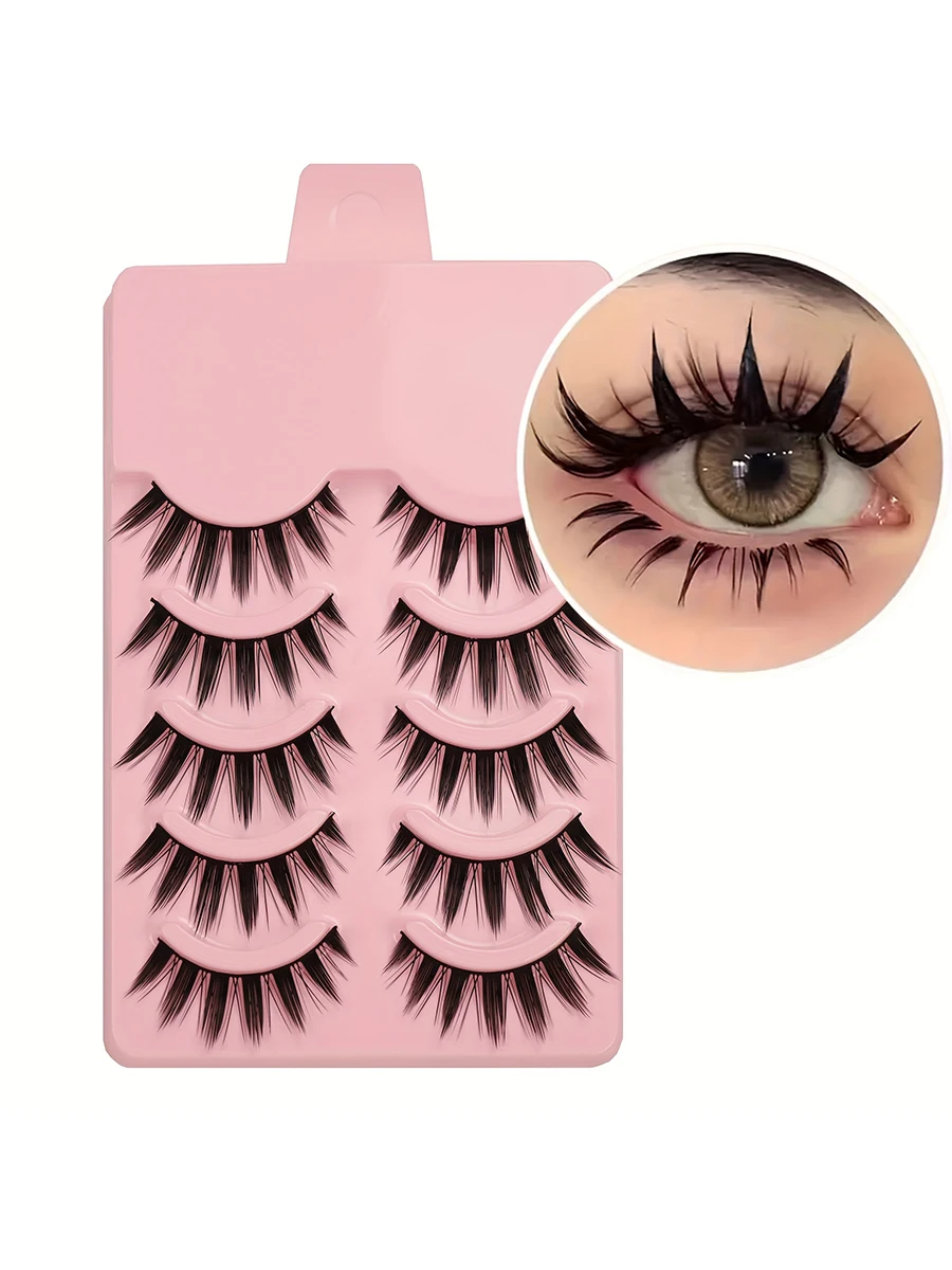 5 Paar dramatische künstliche Wimpern im Manga-Stil – dickes Doll-Eye-Make-up, geeignet für Rollenspiele und Freizeitkleidung