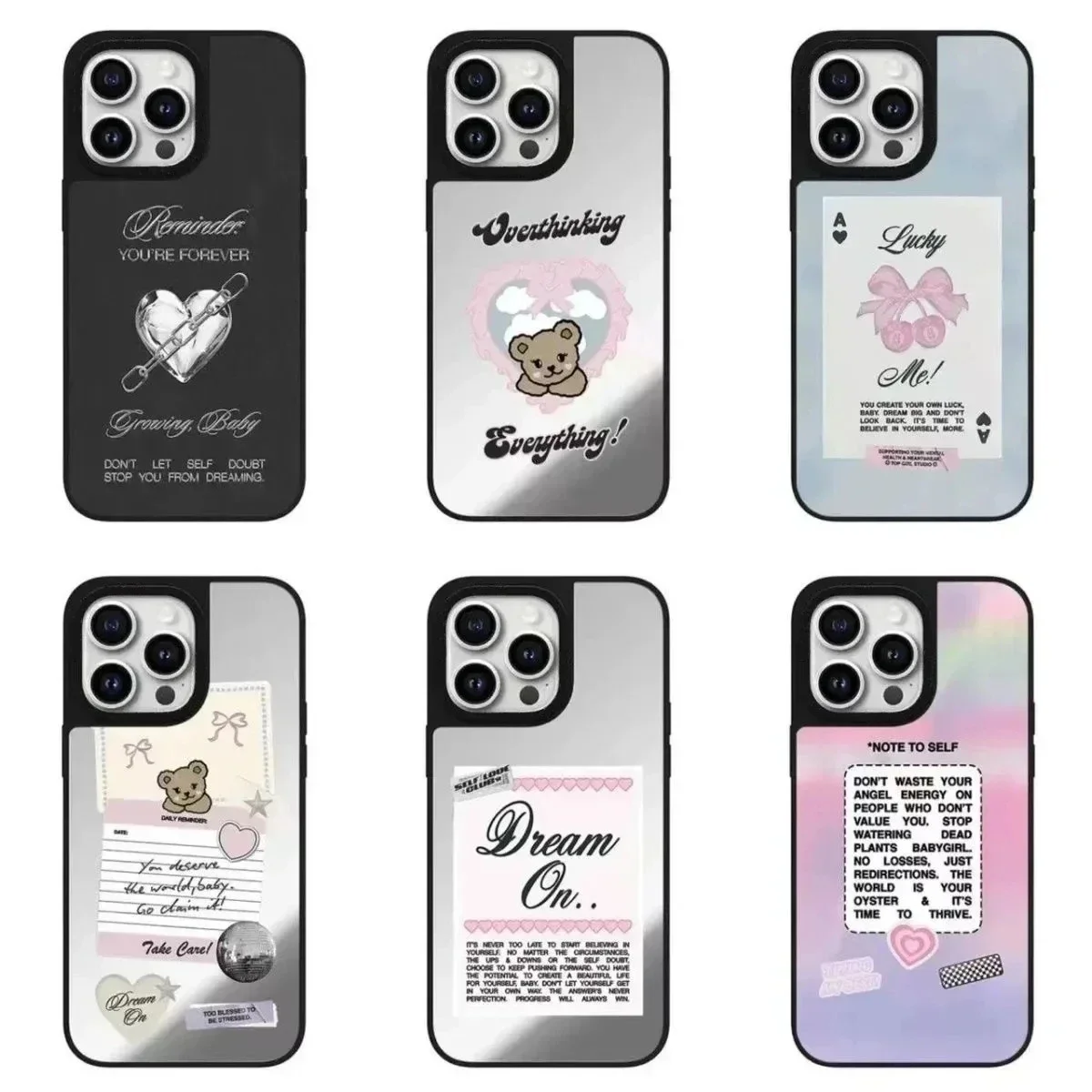 

Mirror Surface Little Bear Case iPhone 11 12 13 15 14 Pro Max Protective Case, Fits iPhone 15 Pro Max
