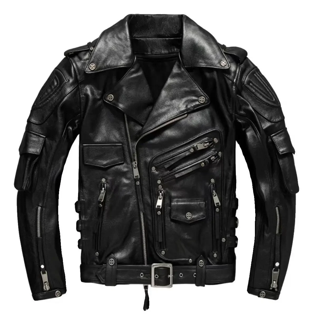 Copersian męska kurtka motocyklowa ze skóry naturalnej wierzchnia warstwa przyczynowy Vintage Retro Moto garnitur skórzany płaszcz Dropshipping Factory