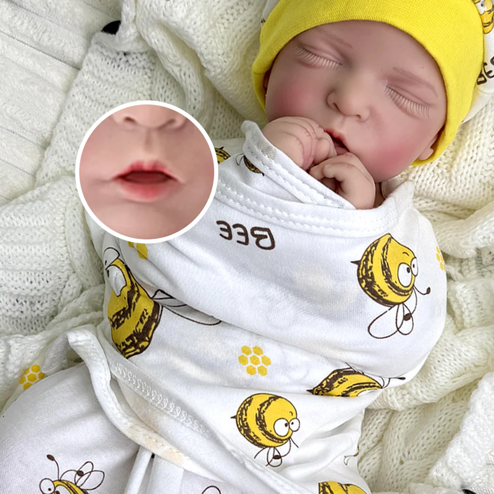 18 "واقعية سيليكون تولد من جديد دمية طفل فتاة عيون مغلقة لينة سيليكون الجسم تولد من جديد الطفل الوليد النوم سيليكون تولد من جديد طفل