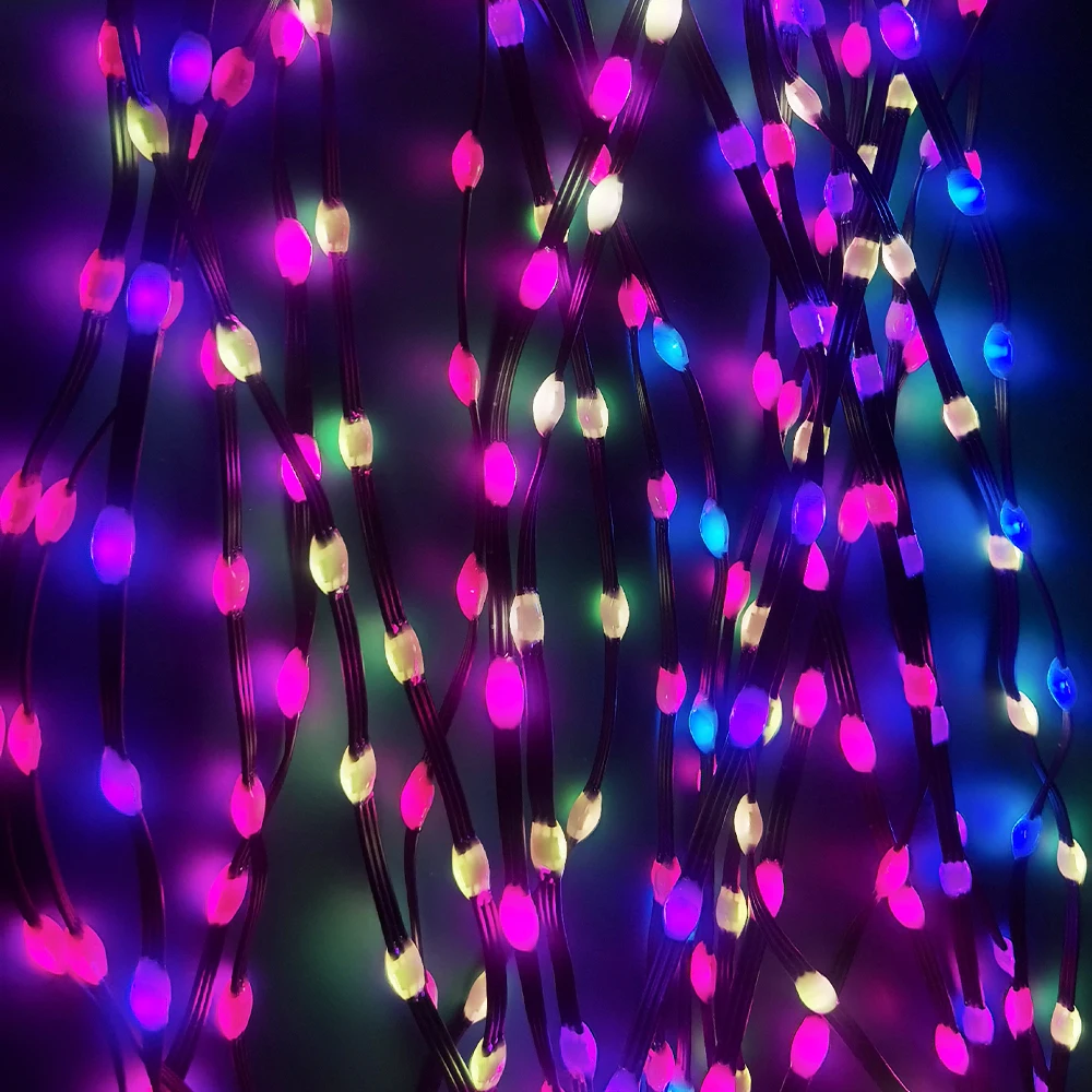 15M500LEDs Dreamcolor Lights String 3cm Spacing Black Wire WS2812B RGBIC Lighting Addressable Window Curtain Christmas Lights