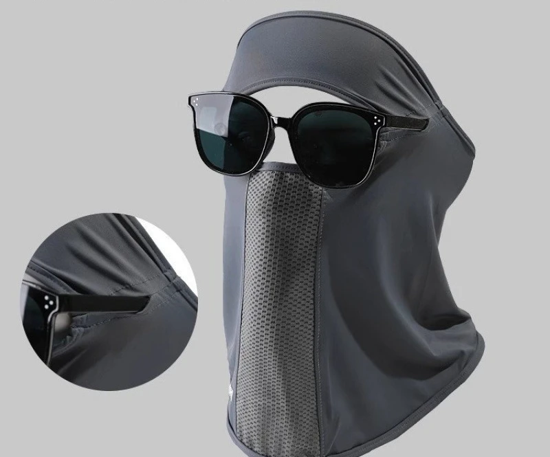 Facial Gini Summer Sports Ear Cord Scarves Mask Neck Protection Anti-uv Ice Silk Sunscreen Mask Face Veil with Eyeglass Hole 1PC