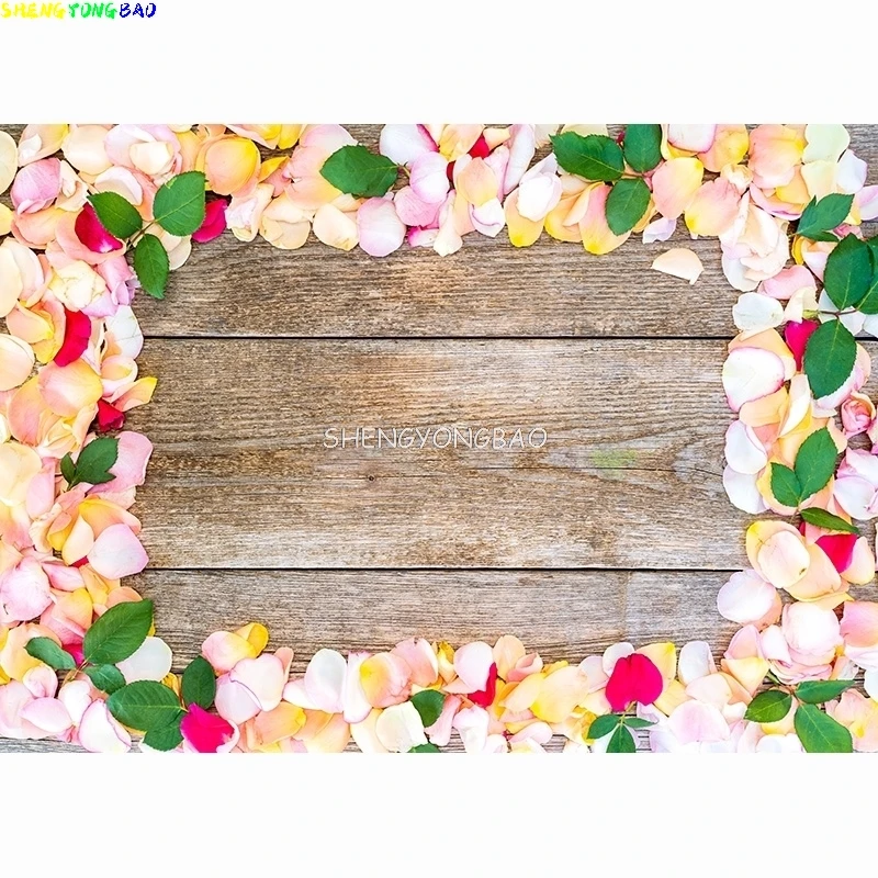 زهور الربيع البتلة لوح خشبي خلفيات للتصوير الفوتوغرافي خشبية الطفل الحيوانات الأليفة صور خلفية استوديو الدعائم MHZ-02