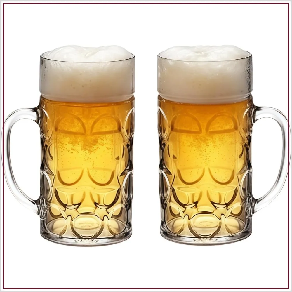 38oz Plastic Beer Mugs with Handle Set of 2, Shatterproof Reusable Cups for Party, Bar, Home