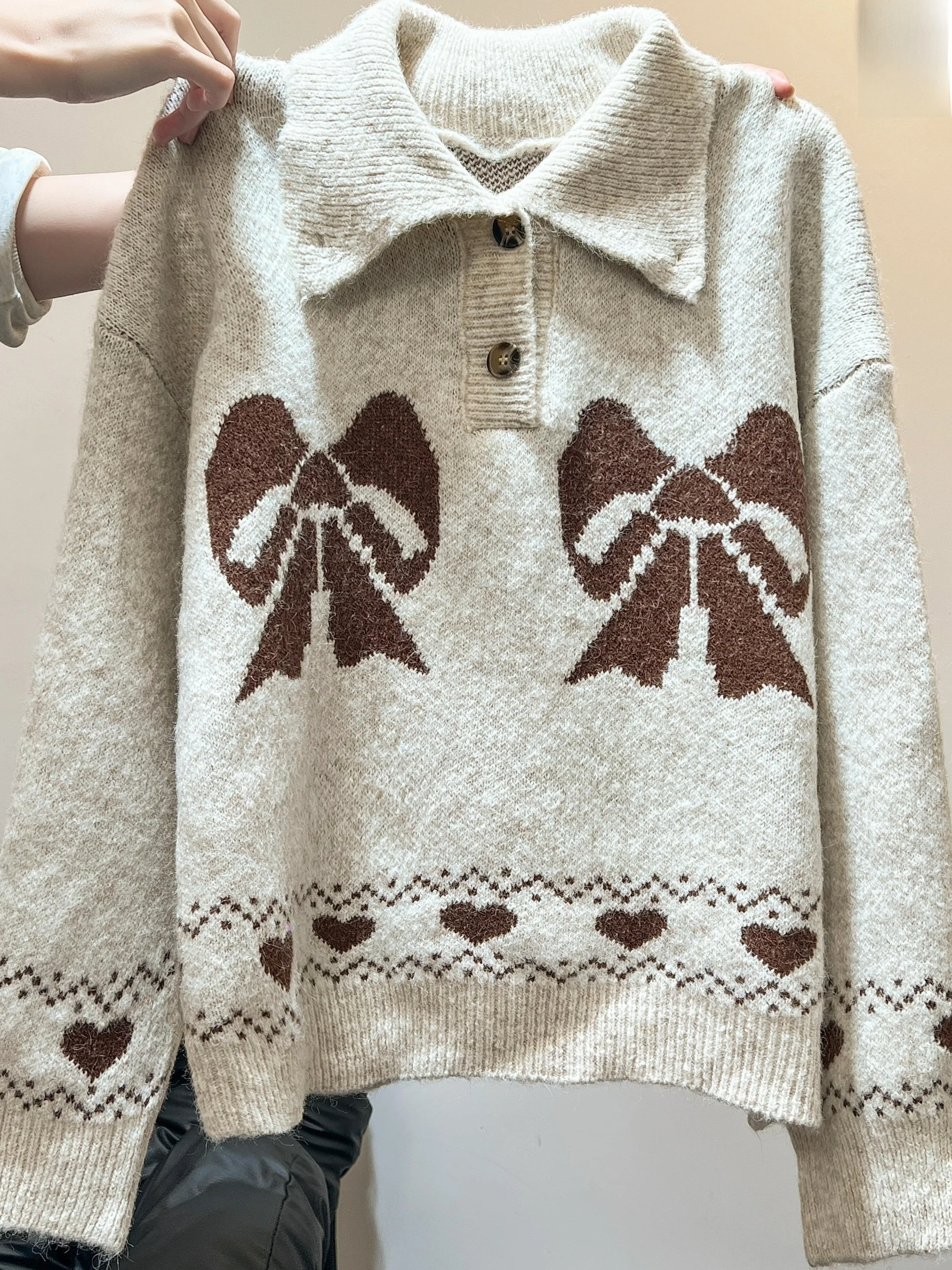 

Корейский свитер-пуловер из плотной вязки для женщин, свободный крой, с воротником-узлом, осенне-зимний, стройнящий топ