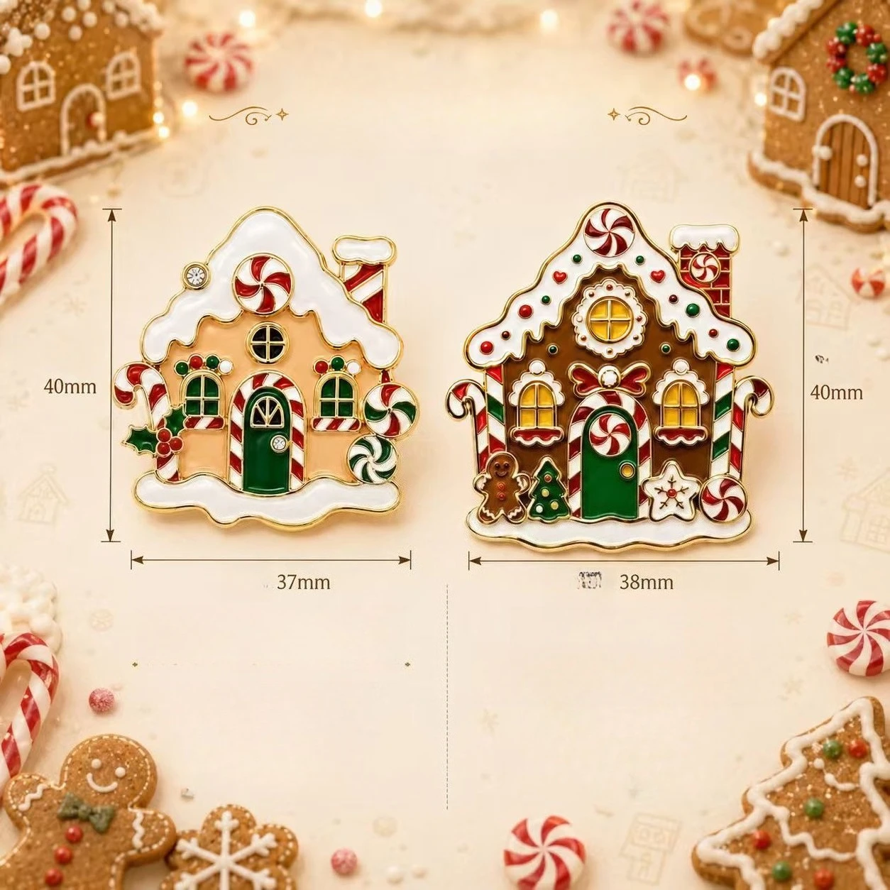 Christmas Gingerbread House Brooch Creative Cartoon Pin Exquisite Holiday Gift for Women Girls Friends Festive Accessory