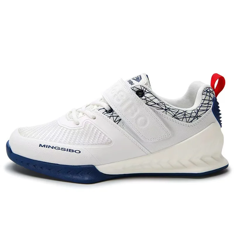 

2025 Unisex White and Blue Power Training Boots Indoor Professional Weightlifting Shoes All-Round Sports Shoes