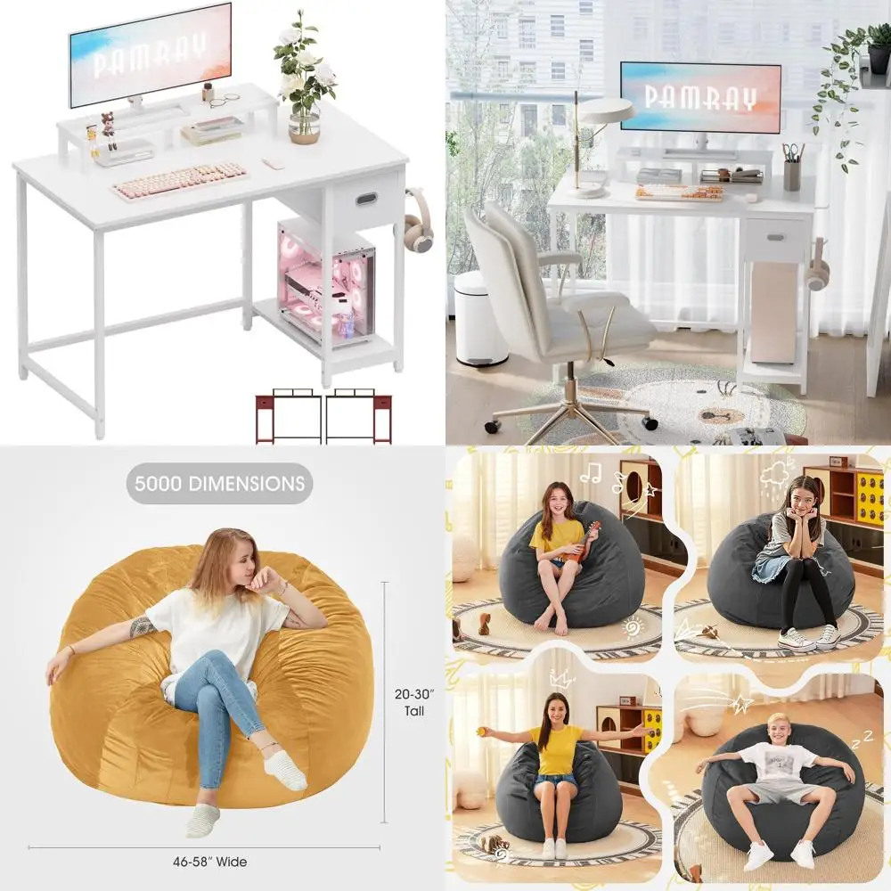 مكتب كمبيوتر مقاس 39 بوصة مع حامل شاشة - مكتب منزلي مدمج لغرفة النوم والدراسة مع درج تخزين #1