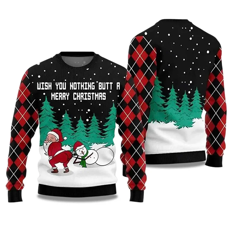 

Funny Christmas Ugly Sweater Crewneck, Long Sleeve Soft Pullover Gift for Men Women, Xmas Party Holiday Novelty Loose Fit