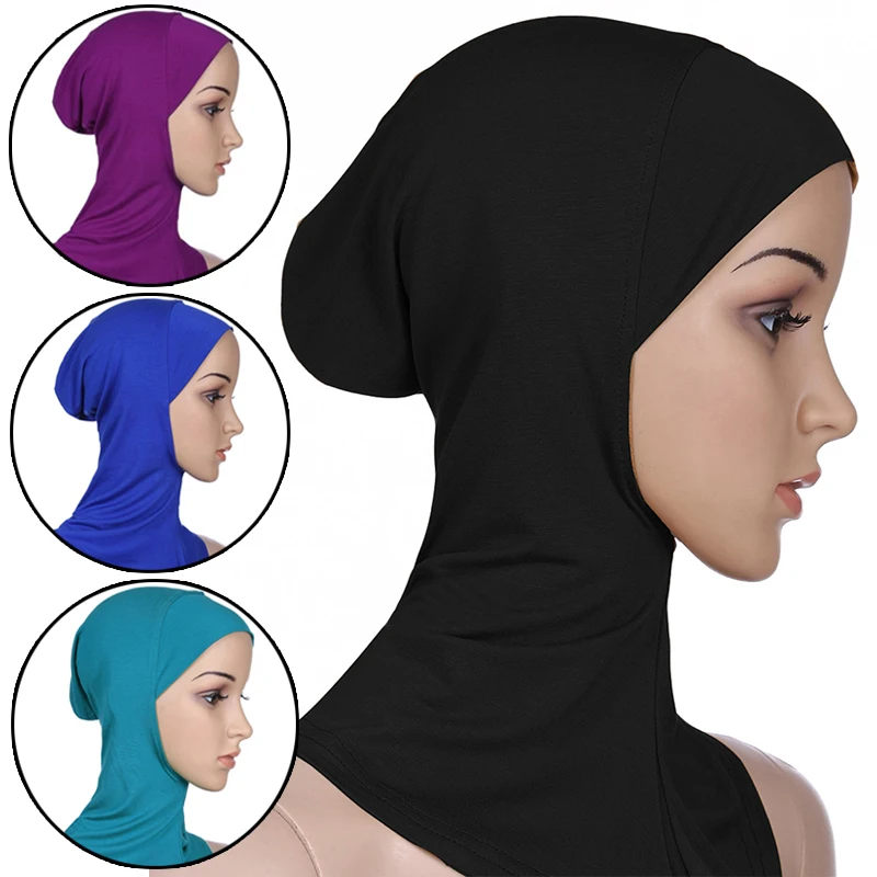 Muslim Underscarf Women Modal Hijab Cap Adjustable Muslim Stretchy Turban Full Cover Shawl Cap Full Neck Coverage for Lady