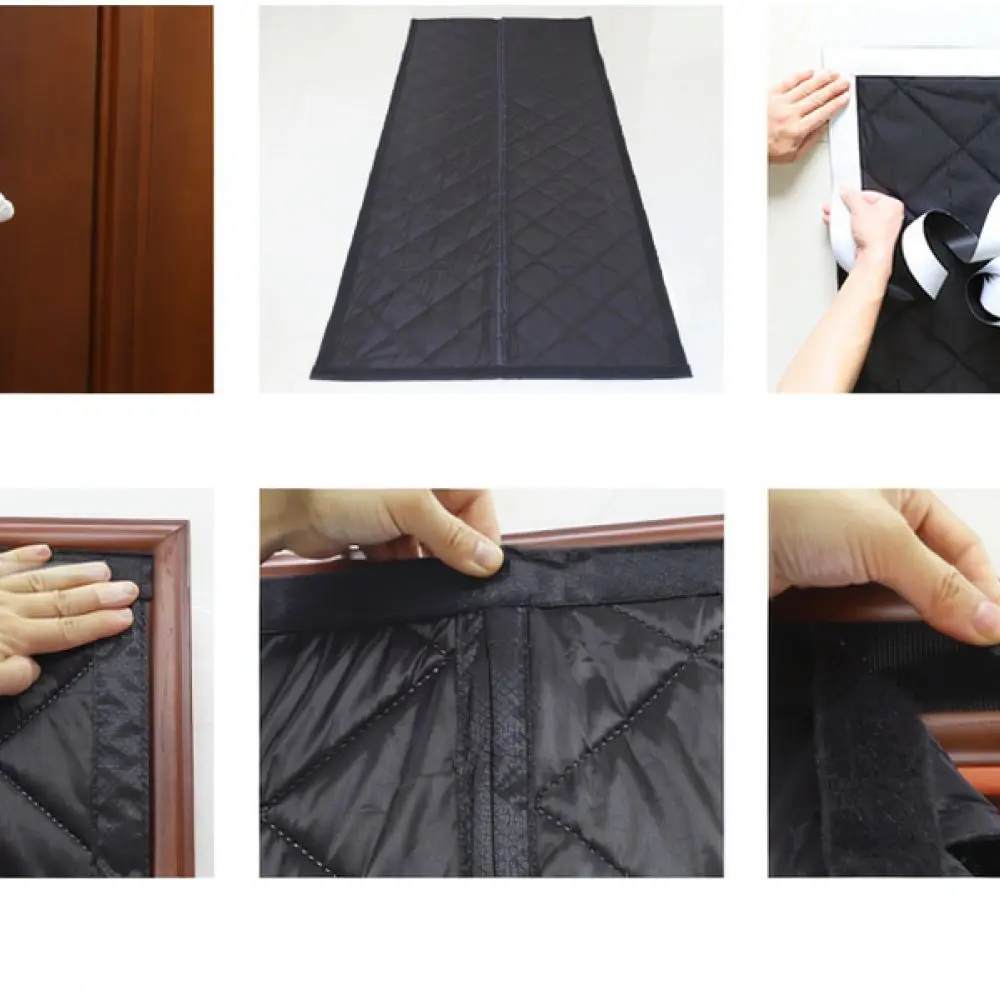 Magnetic Insulated Thermal Door Curtain Winter Fabric Screen Windproof Barrier For Room Partition Decorate Style