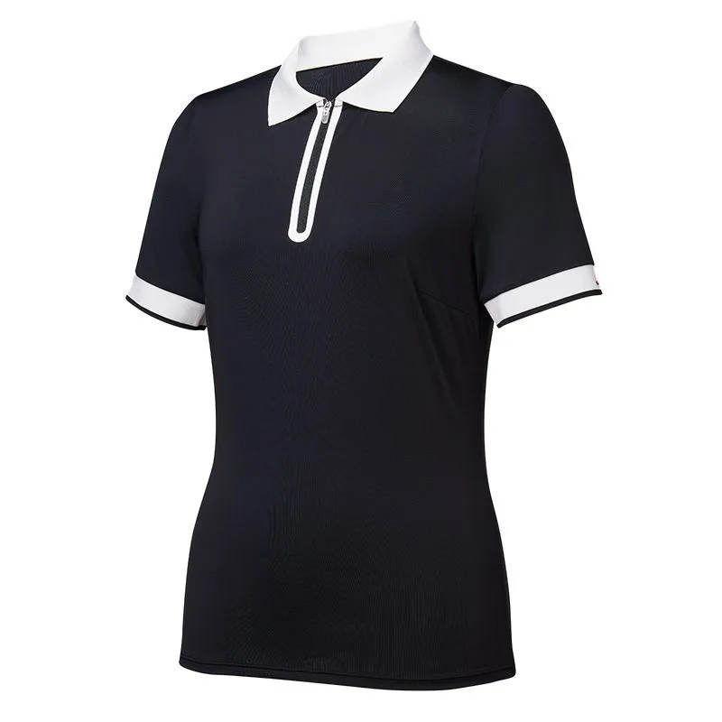 summer-shirt-women's-slim-fit-breathable-short-sleeve-turn-collar-riding-sportswear-elastic-t-shirt-equestrian-clo