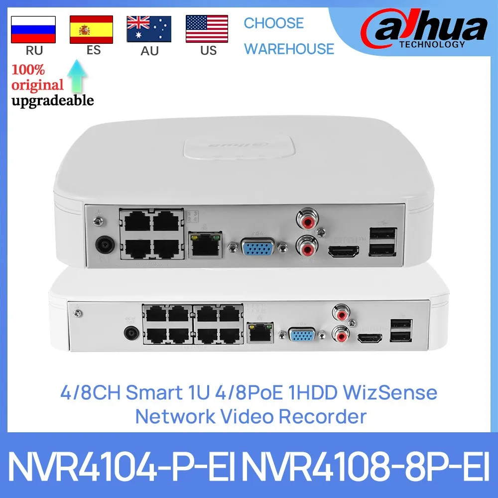 Dahua NVR4104-P-EI NVR4108-8P-EI 4/8CH Smart 1U 4/8PoE 1HDD WizSense AI Netzwerk Video Recorder Gesichtserkennung SMD Plus H.265+