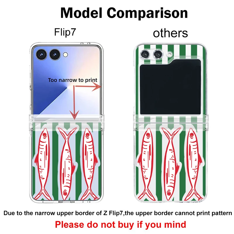 Sardines Crab Pattern Phone Case For Samsung Galaxy Z Flip 8 7 6 5 4 3 Clear Folding PC Cover For Samsung Z Flip8 Flip7 FE Flip6 view 6