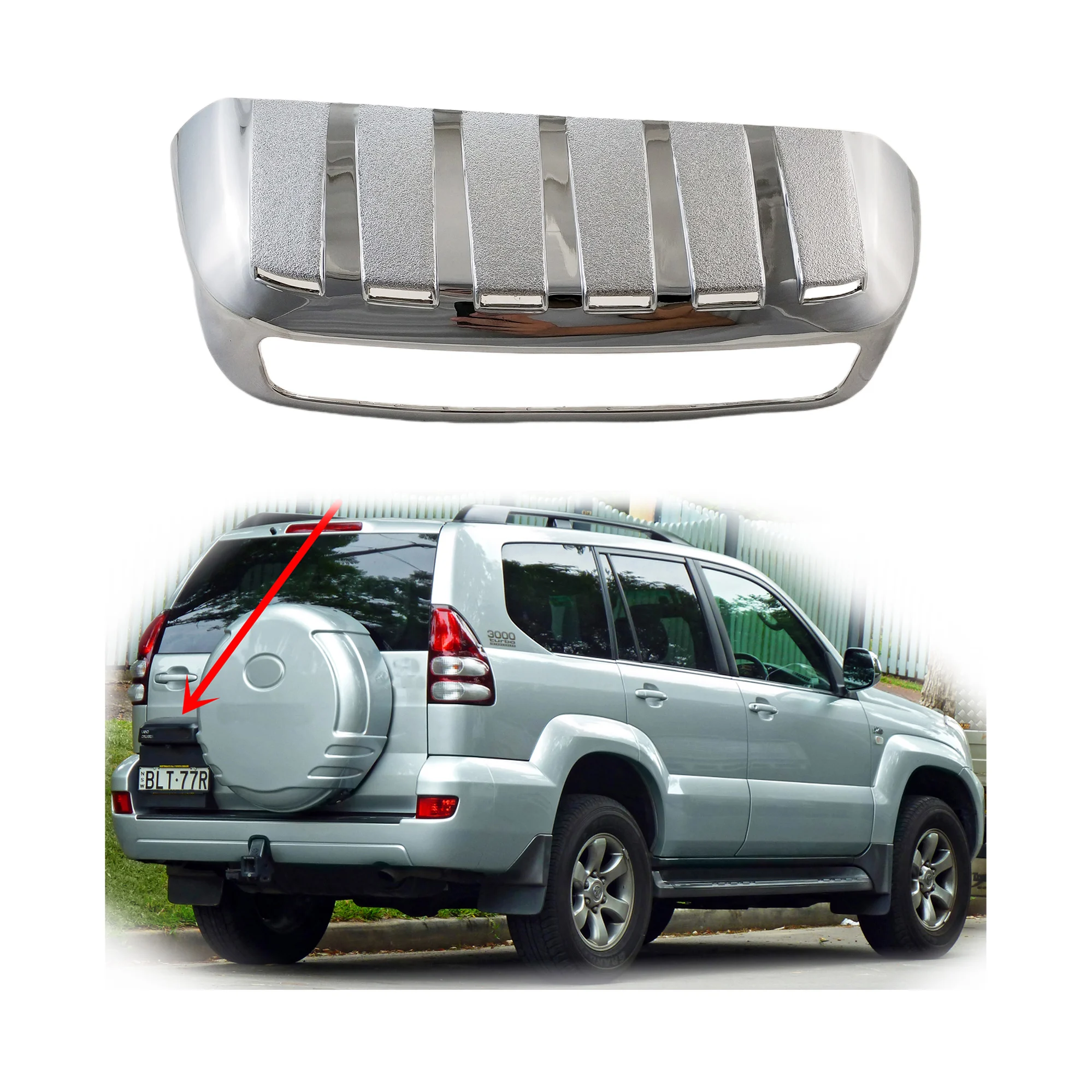 

Chrome Car Accessories Rear Trunk Licens Plate Cover Paste Style For Toyota Prado FJ120 4000 2700 2002 2003 2005 2006 2008 2009