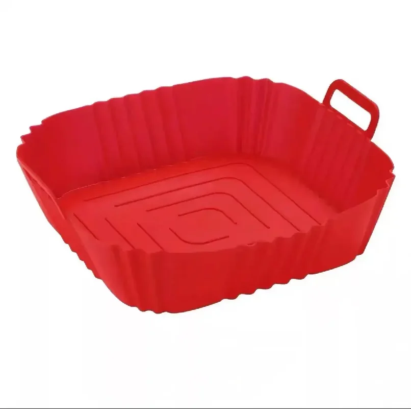 1pc of 22cm silicone air fryer oven baking plate pizza fried chicken silicone basket reusable air fryer liner accessory