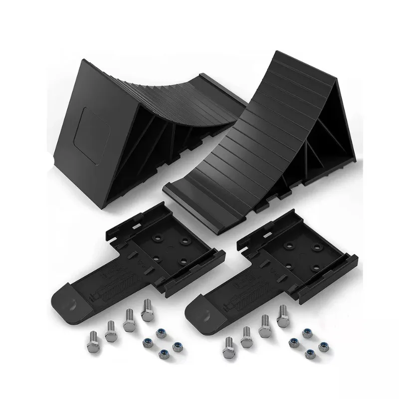 

2 Set Vehicle Wheel Tire Chock Stop Block Wheel Skid Resist Base Tire Support Pad Heavy Duty Wheel Stopper Control With Holder