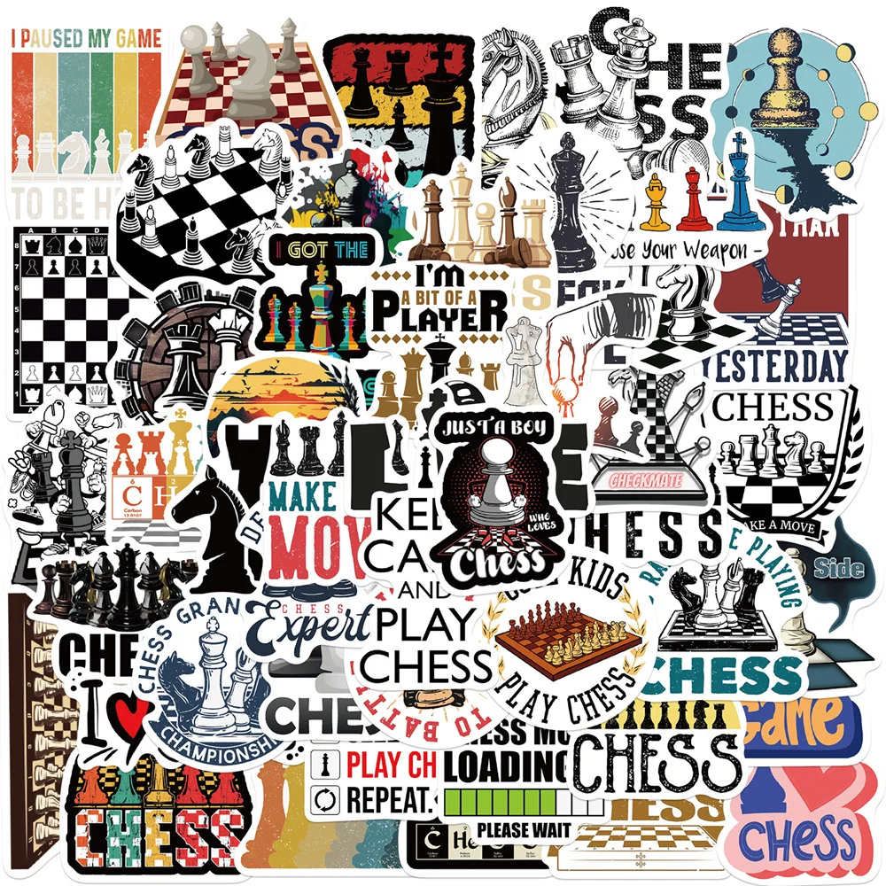 50pcs Chess Games Stickers For Guitar Suitcase Stationery Phone Laptop Ipad DIY Sticker Craft Supplies Scrapbooking Material