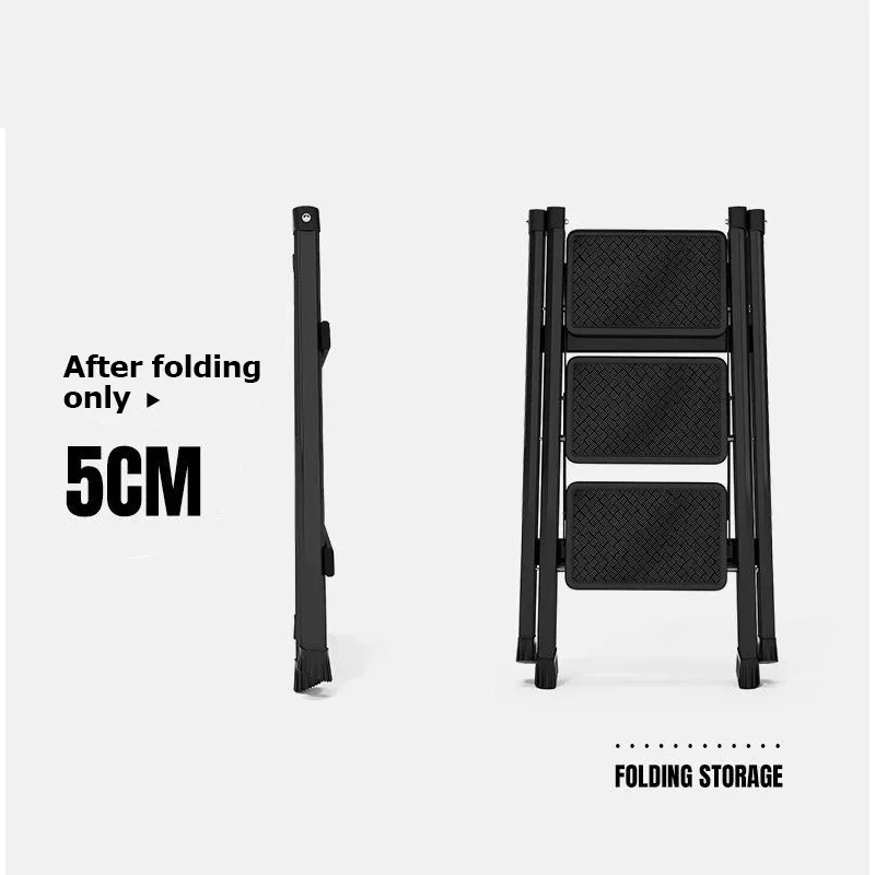 Ladder Folding Ladder for Home 2/3 Step Carbon Steel Step Stool Storage Rack Anti-slip Herringbone Ladders Indoor Folding Stairs