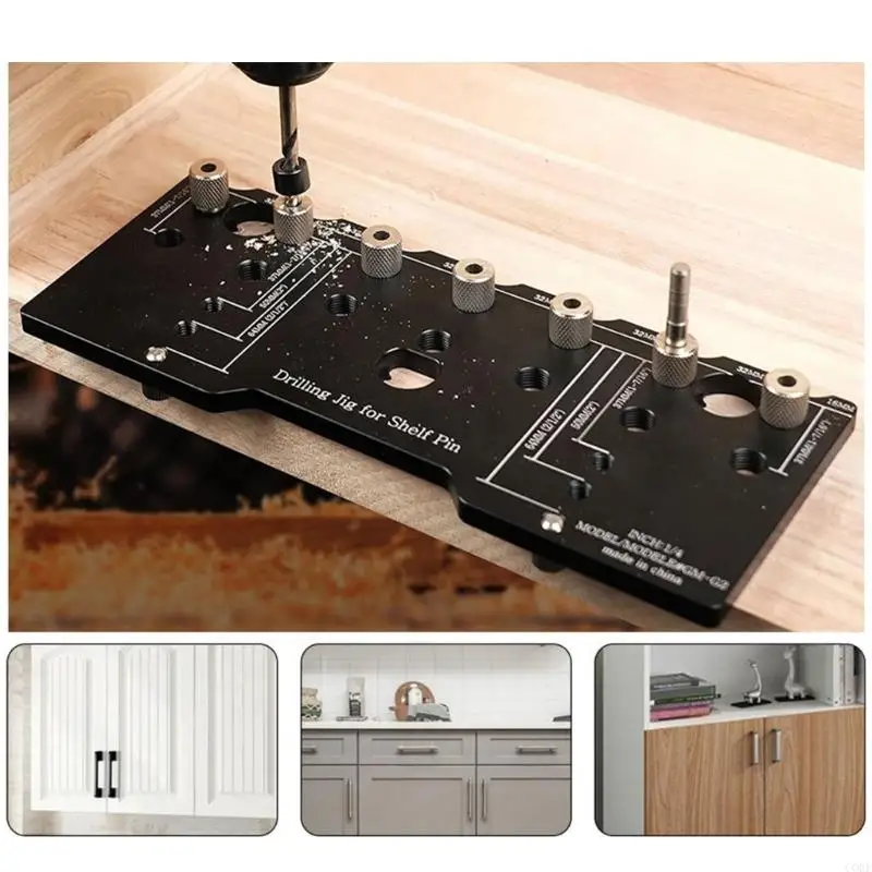 

7 Hole Shelf Pin Jig Drilling Template Precisions Drilling Tool for Cabinet & Shelf Construction in Various Setting