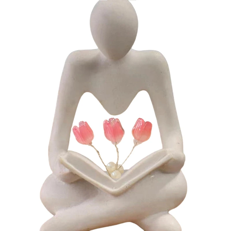 

Abstract Figure Tulip Night Light Sculpture Resin Statue Bookshelf Living Room Desk Coffee Table Bedside