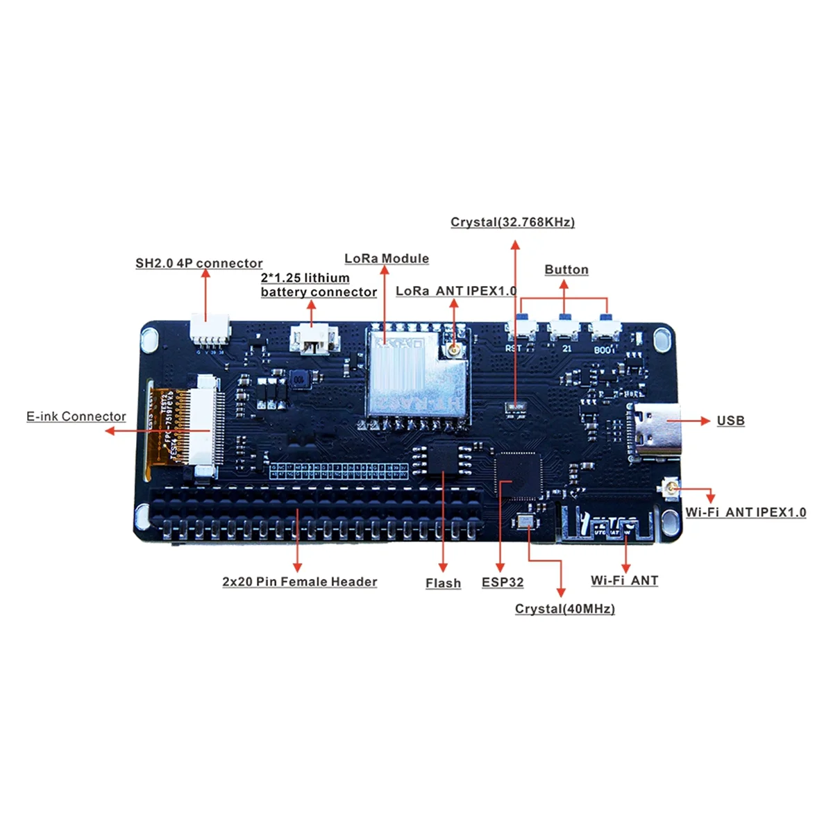 AT87-2.90 จอแสดงผล E-Ink Meshtastic ESP32 LoRa สําหรับ Arduino สมาร์ทรราคา E-Paper Monitor Devboard บลูทูธ WiFi 902-928MHz