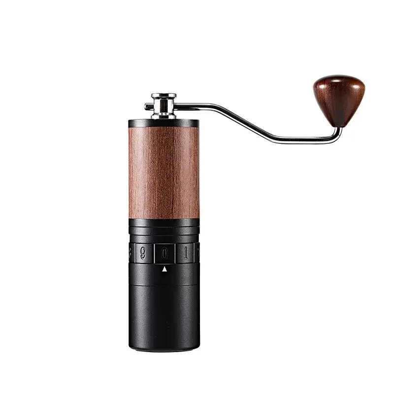 Wood Handle Al-Alloy Body 420 Espresso Mini Small Hand Mill Portable Manual Coffee Grinder with Stainless Steel Burr