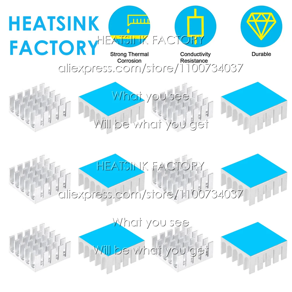 22x22x10mm Silver Zigzag Aluminum Pin Fins Fans & Heatsink Cooling for LED Power IC Transistor Module PCB