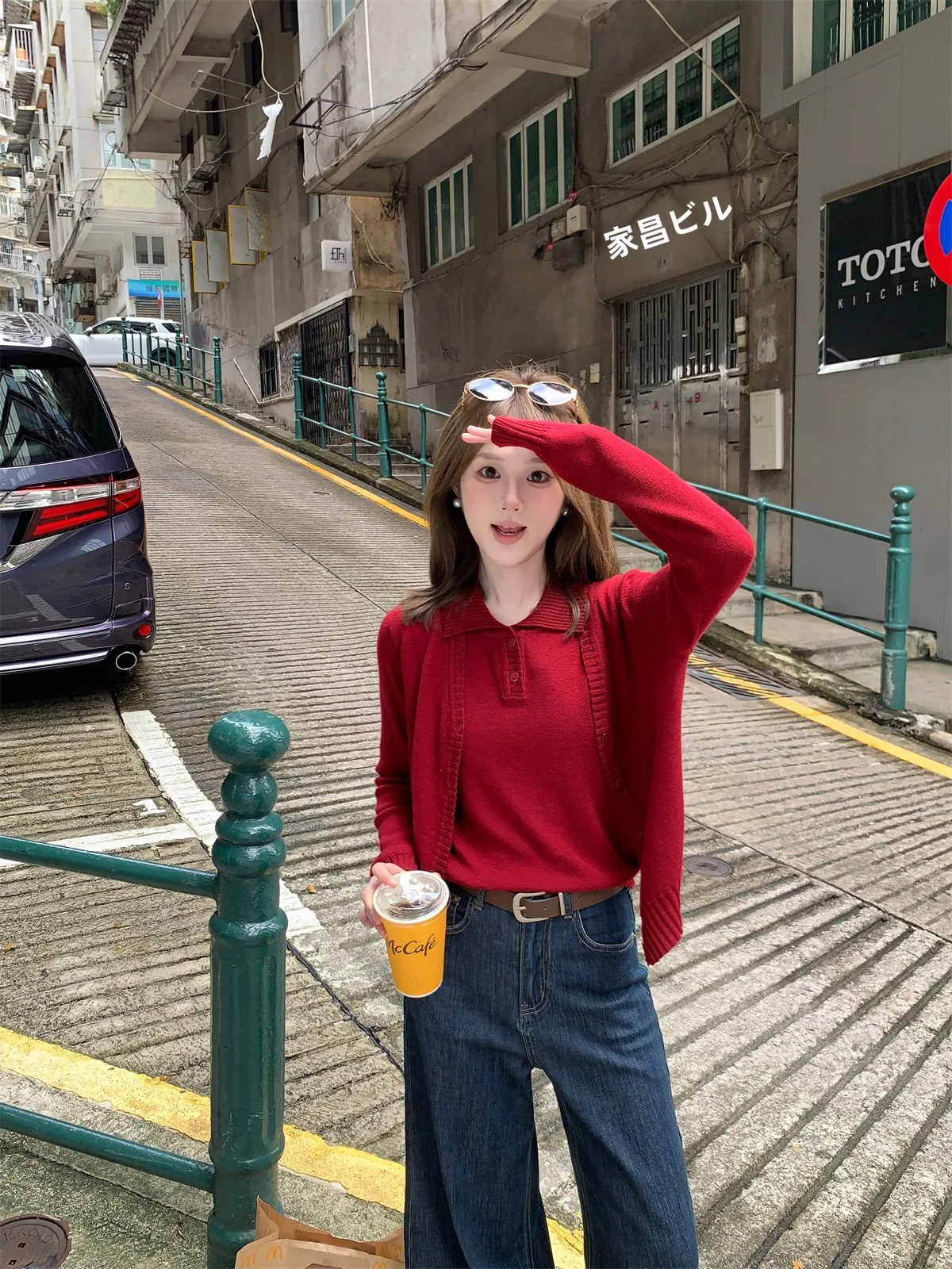 

FUGUI RICH French Sle Knitted Sweater Vest And Cardigan Two-Piece Set for ort Women Rose Pattern V-Ne Long Sve