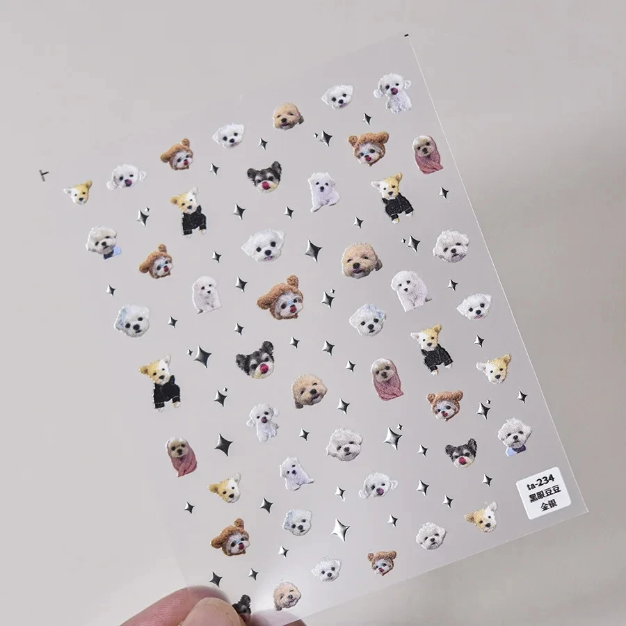 Schöne Hund Katze Tier Hase 3D weiche geprägte Relief selbstklebende Nail Art Aufkleber süße hübsche Welpe Kitty Star Maniküre Aufkleber – Detail 8