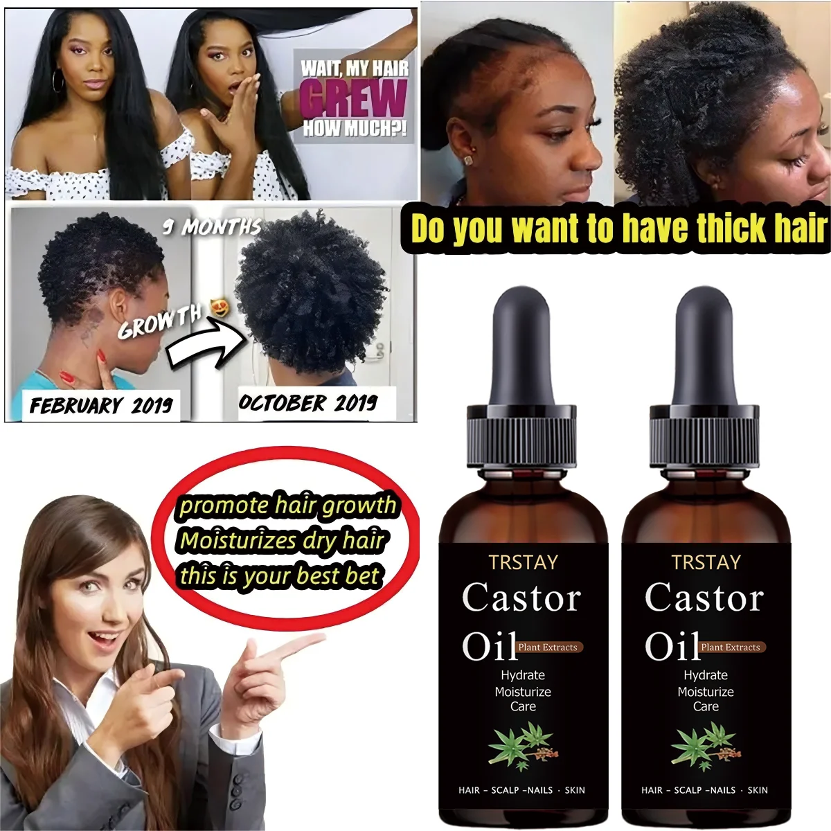 TRSTAY Jamaica Black น้ํามันละหุ่งธรรมชาติบริสุทธิ์ Hair Treatment Moisturizing Scalp Care สําหรับผมเพื่อสุขภาพเป็นมิตรกับสิ่งแวดล้อม