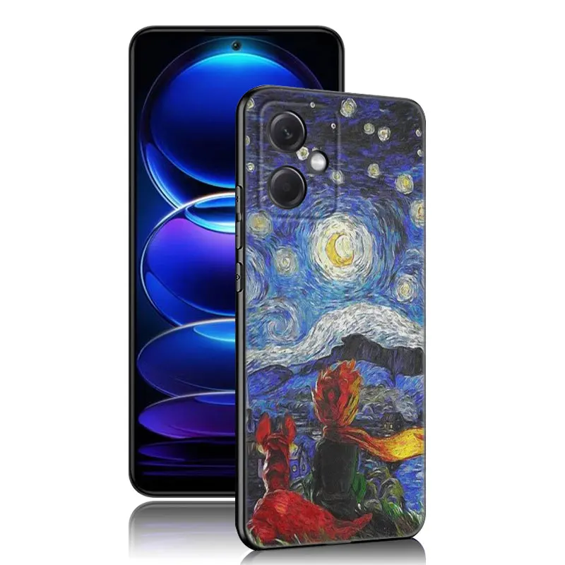 Starry Night Van Gogh Black Silicone Phone Case For Xiaomi Redmi Note 10 11 11S 12 13 4G 8 9 11T Pro 5G Plus 8T 9S 10S 12S