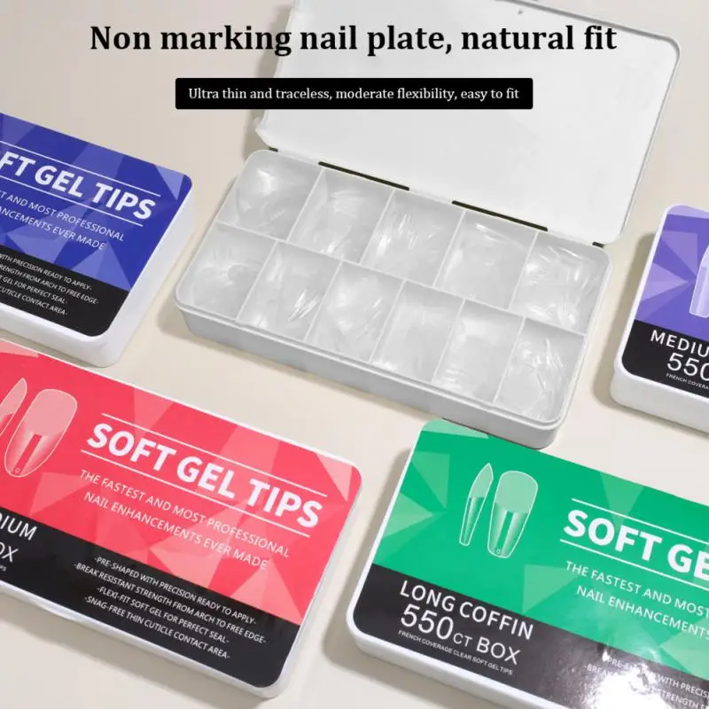 Punte per unghie No Mark Smerigliato Quadrato Ovale Mandorla Unghie finte Capsula americana Gel X Bara Strumento di estensione della punta per manicure finta