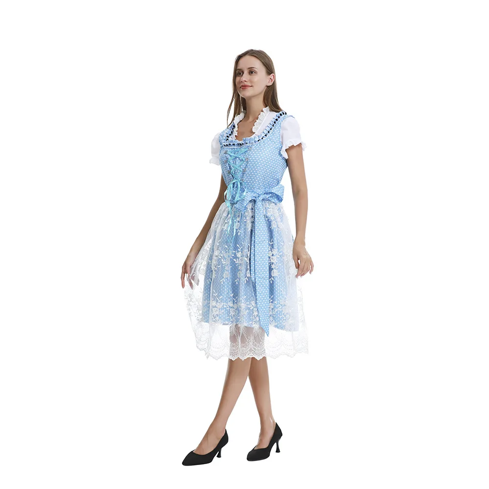 Oktoberfest-Robe de bière vintage à manches courtes pour femmes, costume de performance sur scène, robes rétro décontractées, Allemagne