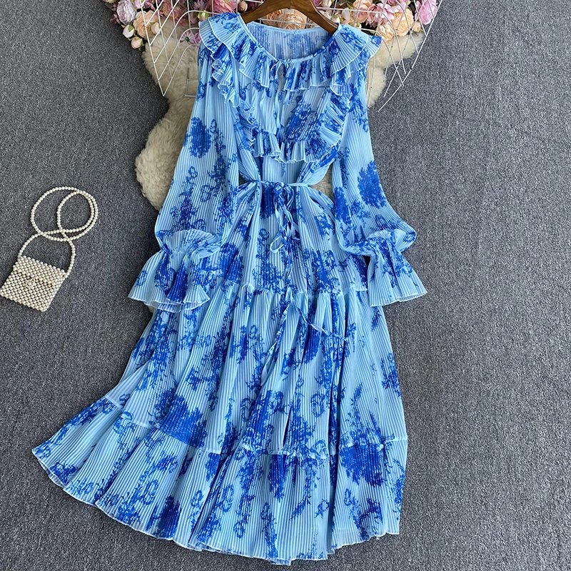 

Ladies High Waist Chiffon Bohemian Maxi Dress for Women Summer Fashion Casual Female Party Long Dress Cheap Wholesale PA1988 2